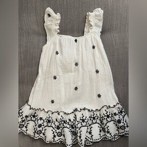 Zara- White Dress with Black Embroidery (3-4 yrs)